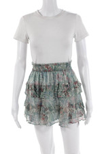 Love Shack Fancy Womens Floral Print Mini Skirt Multi Colored Size Extra Small