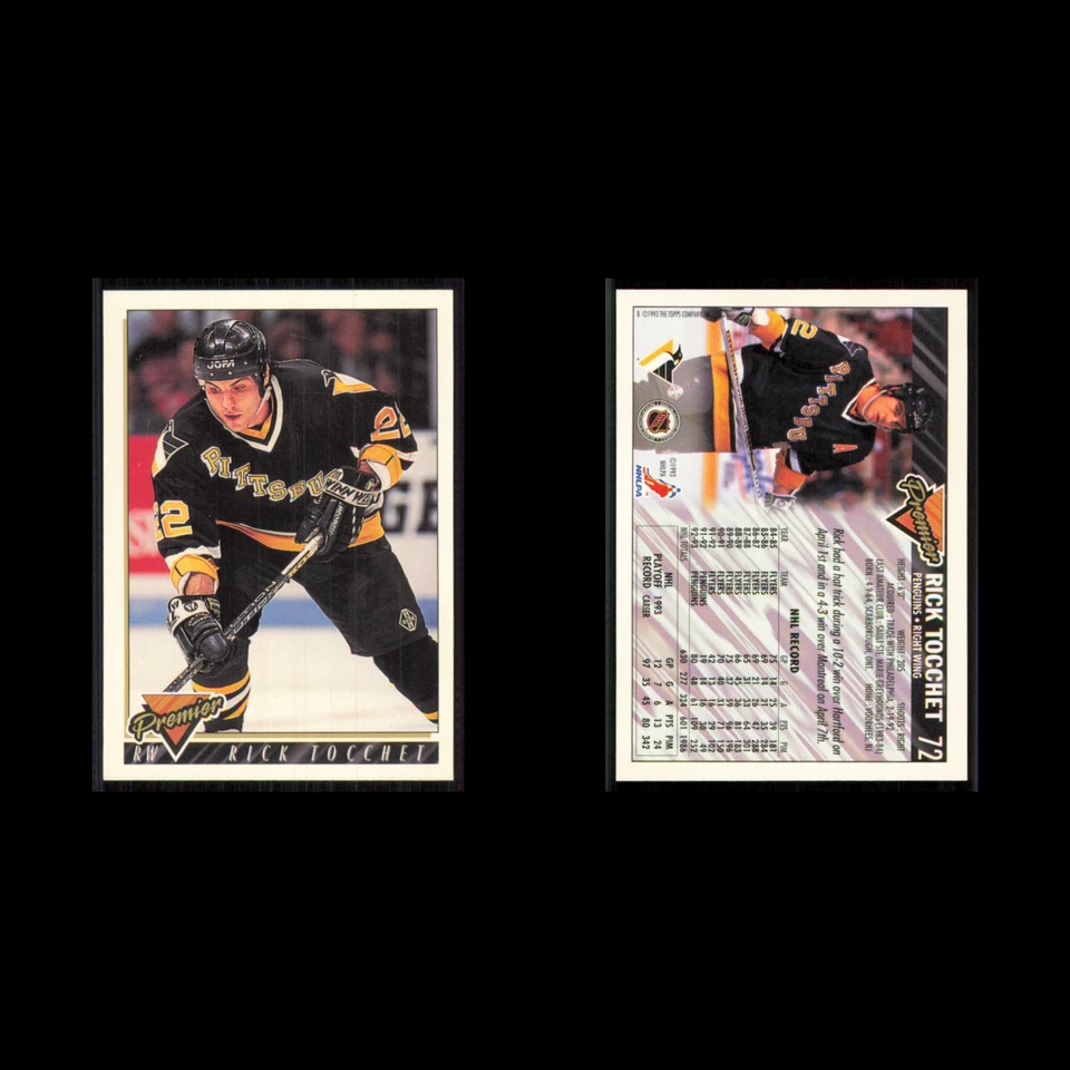 Rick Tocchet #72 1993 Topps Premier Pittsburgh Penguins Hockey Card NHL NM - Image 3 of 3
