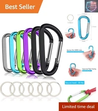 6-Piece Aluminum D-Shape Carabiner Set - Lightweight & Strong for Everyday Use