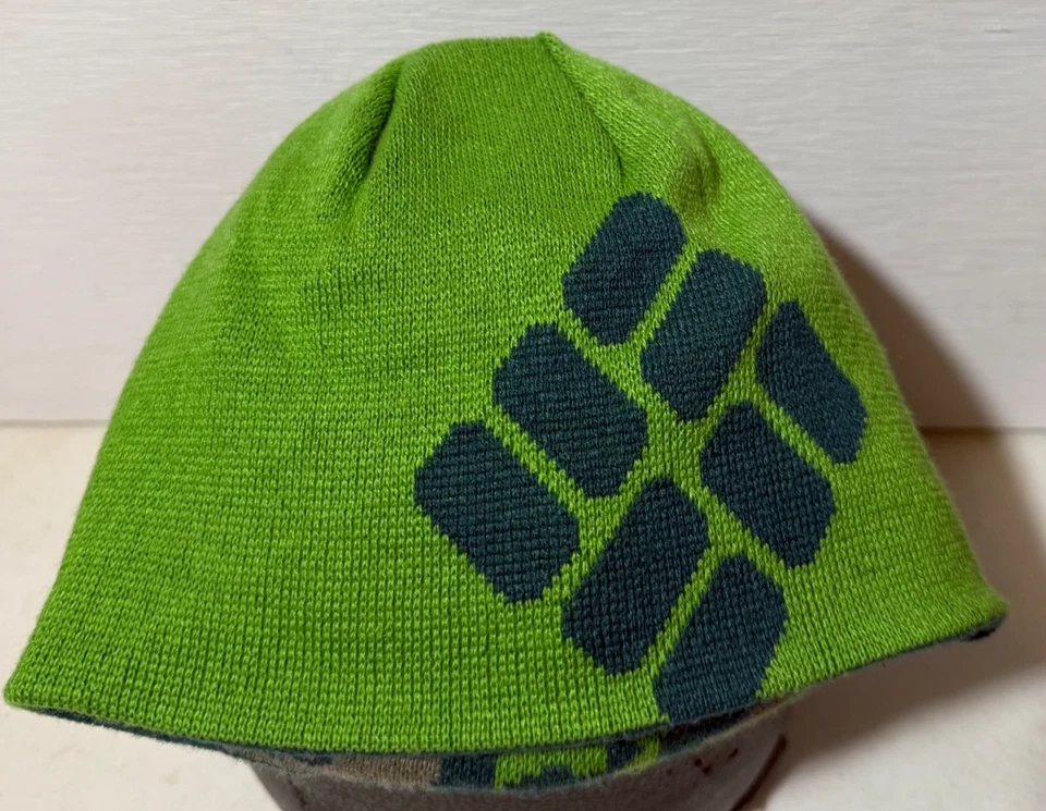 Columbia Youth Reversible Tejido Invierno Gorro Gorra Sombrero Camuflaje Verde Foto 2 de 3