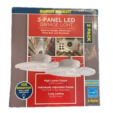 2pack Energy Star 3-Panel 8000 Lumens LED Retro-Fit Garage Normal Light Socket