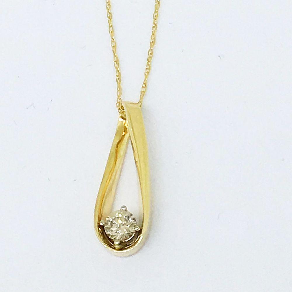 14K Yellow Gold Genuine .25 ct. Diamond Pendant with 18 in