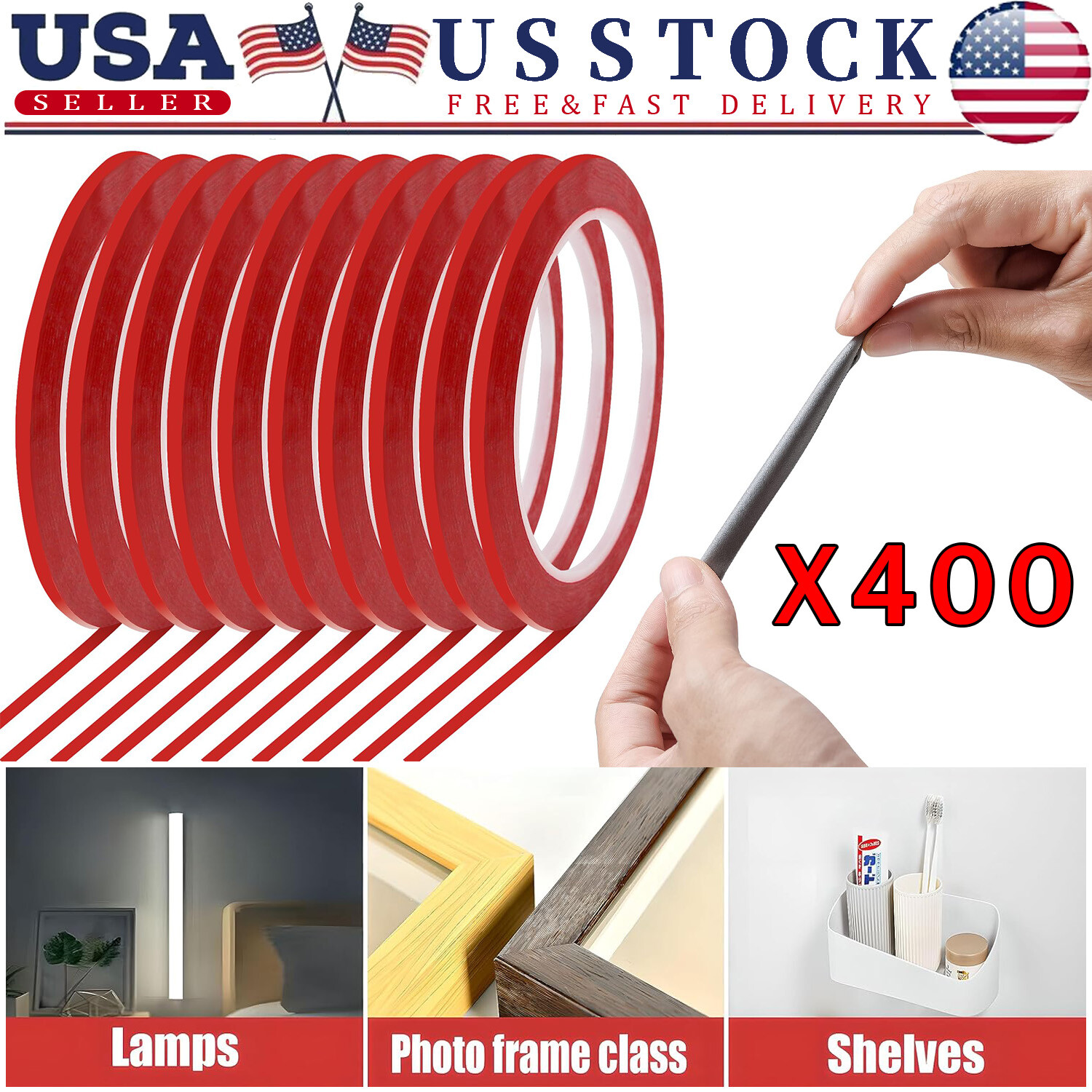 400 Auto Tape Acrylic Foam Double Sided Back Car Mounting Adhesive 3m x10mm 10ft