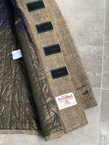 Men's CAMPLIN x HARRIS TWEED Tweed Hunting Shooting Jacket Trench Coat EU 52 L - Picture 10 of 24