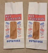 #2 (NOS) Bolsa de Papel para Patatas Vintage Granja JARDÍN Publicidad Exhibición 24"x9.5"