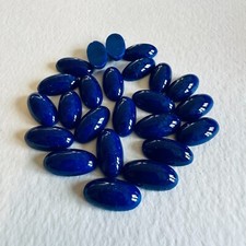 BY66 Vintage glass cabochons 18x9mm oval lapis lazuli unfoiled 24 