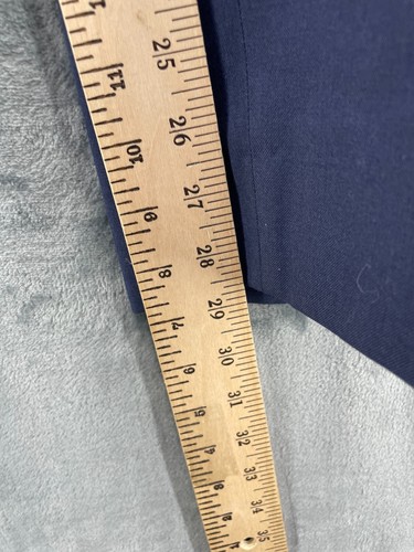 Vintage 70s Blue Straight Trouser Pants 38 S Wool Blend Tropical Vietnam 38x30 - Picture 7 of 13