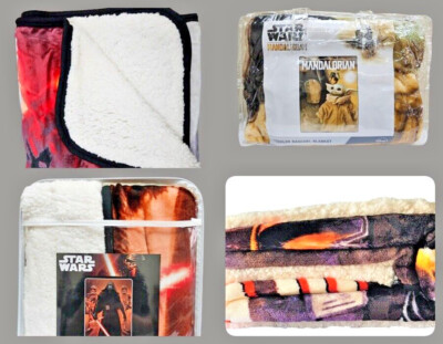 Star Wars Blanket Darth Vader & Baby Yoda Mandalorian Silk Touch Sherpa ...