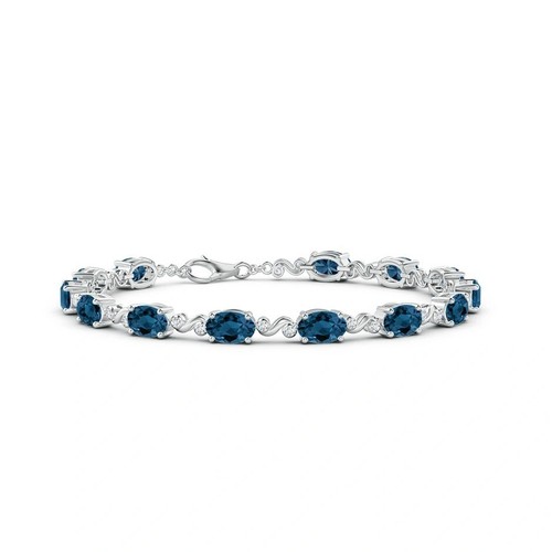Lab London Blue Topaz Infinite 925 Silver Bracelet sterling silver Plated.. - Picture 3 of 6