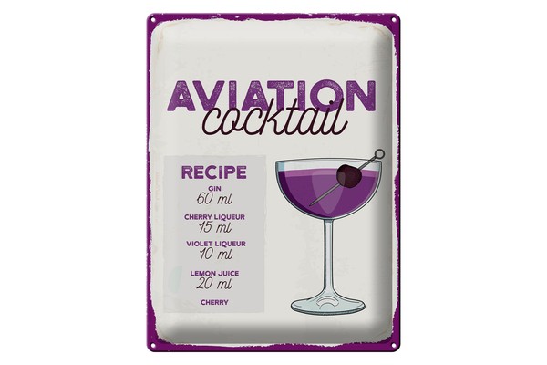 Blechschild Rezept Aviation Cocktail Recipe 30X40 Cm Geschenk Schild Tin Sign-image