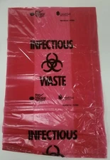 Bio-hazard Infectious Hazardous Waste Bags 10 Gallon Red 15 mil.-15" x 24" 200Pk