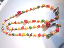 Vintage Christmas Garland Colorful Pistachio Pecan Shells Necklace 46" Long