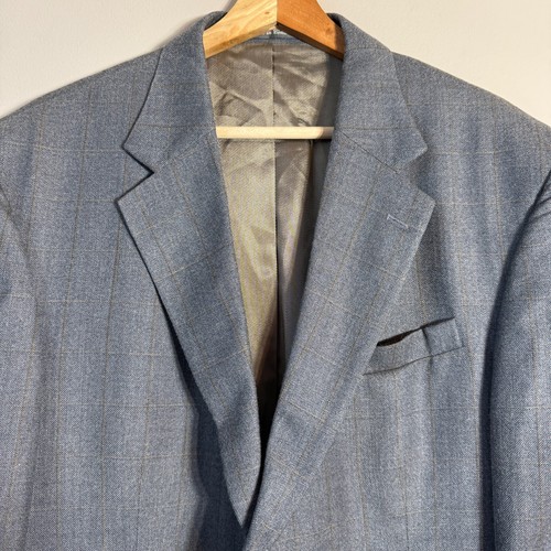 Oscar de la Renta Silk Wool Plaid Sport Coat Dinner Jacket Blazer Men's 44R Gray - Picture 5 of 14