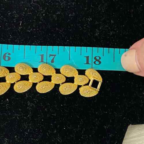 VTG SIGNED PREMIER DESIGNS GOLD TONE RICE GRAIN TEXTURE STATEMENT NECKLACE - Picture 4 of 10