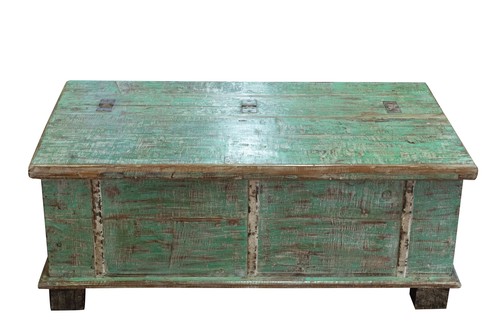 Cassapanca antica originale in legno massello di teak intagliato - Foto 3 di 8