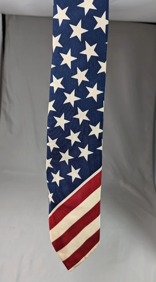 Corbata patriótica 52 roja blanca azul 4 de julio vintage bandera americana seda para hombre EE. UU. Foto 3 de 4