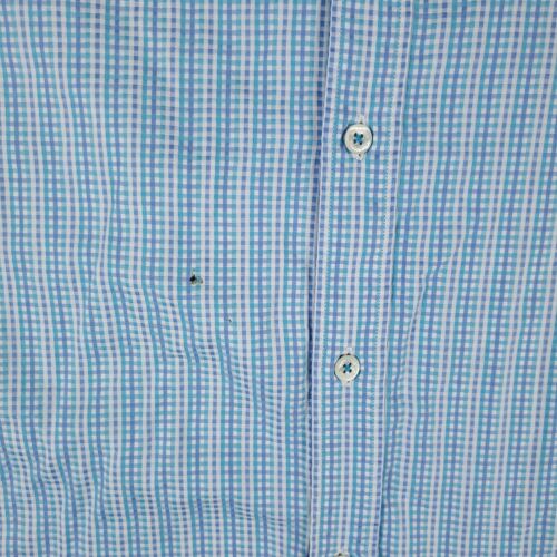 Bugatchi Shirt Mens Medium Blue Plaid Classic Fit Casual Button Up Short Sleeve - Picture 2 of 7