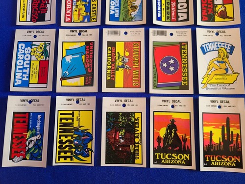 HUGE Mixed Lot of 100 Vintage State Souvenir Travel Decals / Window Stickers - Picture 15 of 15