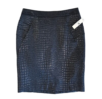 NWT Worthington Black Textured Snakeskin Pattern Pencil Straight Skirt Size 4