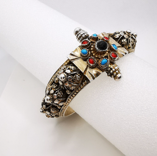 Beduinen Schmuck Armband Armreif Silber Türkis Onyx Edelsteine - Bild 7 von 9