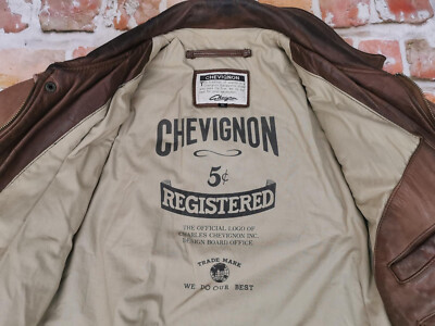 Veste En Cuir Vintage CHEVIGNON - Style Pilote Cappuccino Marron - Taille XL - Rare !