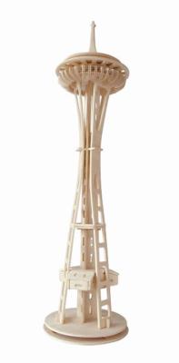 Space Needle Tower Dame 3D Holzbausatz Gebäude Turm Steckpuzzle Bauwerk Holz Bau