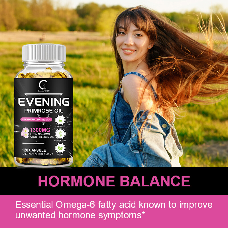 120pcs Evening Primrose Oil Capsules with GLA Anti-Aging Hormone Balance 1300mg