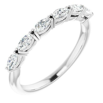 0,60 ct. East West Set Marquise Diamant Open Gallery Ehering 14K Weißgold