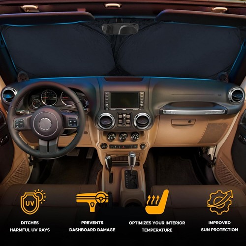 Patented Car Windshield Sun Shade, Blocks 99% Heat,Fits Cars, SUV, Truck, Medium - Picture 11 of 91