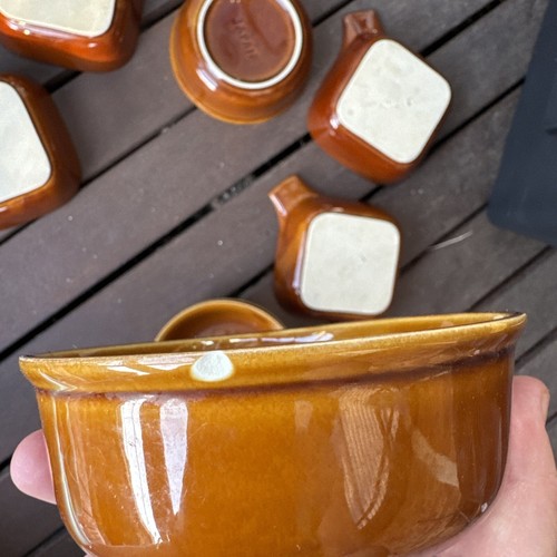 JAPAN Vintage Soup And Dessert Bowls Dark Orange Glaze - Picture 6 of 6