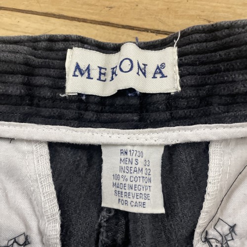 Vtg Merona Pleated Corduroy Pants Men 33x32 Gray Y2k Grunge Skate Holes Faded 32 - Picture 15 of 22