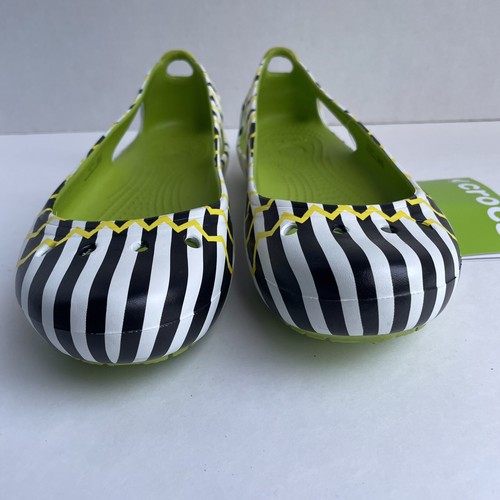 Crocs Kadee Mondo Flats Ballet Slip On Striped Geo Colorful Black White NWT - Picture 3 of 9
