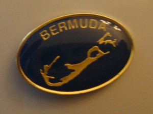 NEW Bermuda Souvenir Lapel/Hat Pin Oval Gold Tone Map Blue Enamel Pin