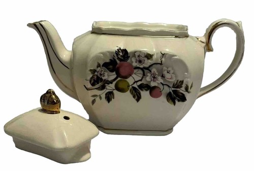 Vintage Sadler Cube Teapot Floral Design w/ Gold Trim England MCM 1940’s - Picture 5 of 11
