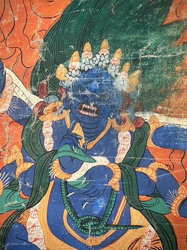 ANTIKE TIBETISCHE BUDDHISTISCHE THANGKA BLAU MAHAKALA TANTRISCHE BUDDHISTISCHE BESCHÜTZERGOTTHEIT - Bild 14 von 18