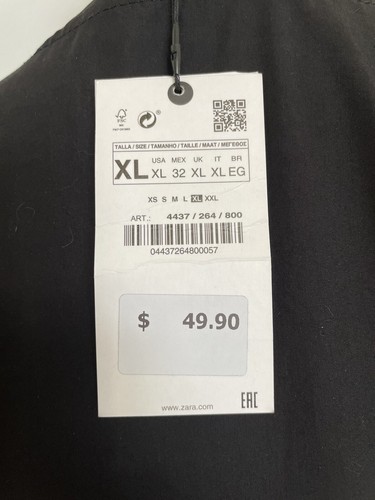 ZARA Black Babydoll Tunic NWT Size XL Shell Buttons Top - Picture 2 of 6