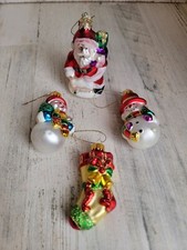 Snowman variety stocking santa claus blown glass ornament Xmas set
