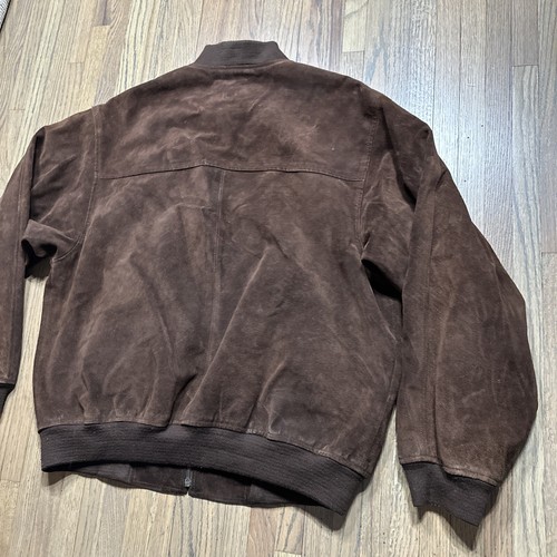 Vintage AKA Eddie Bauer Brown Suede Leather Jacket Men’s Full Zip SZ Medium - Picture 12 of 14