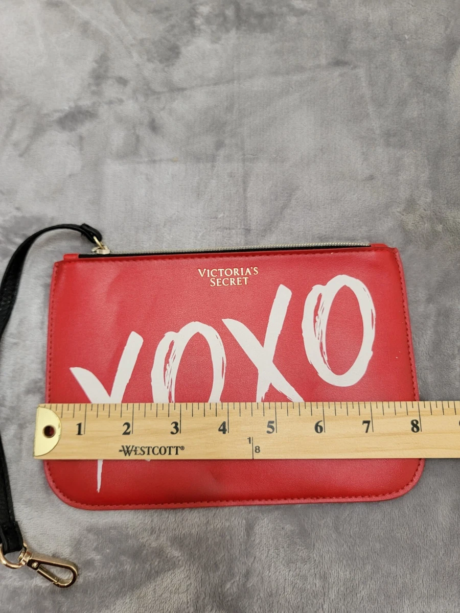 Victoria's Secret Bag XOXO Red White Travel Purse Zipper Clutch Wristlet VS