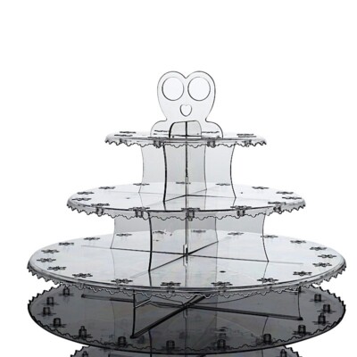 Clear 12'' Plastic 3 Tier Cake Pop Holder Round Cupcake Stand Tower Party Events
