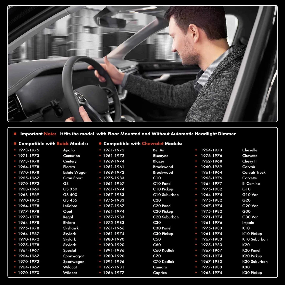 地面安装车头灯调光开关适用于别克 Regal Century 凯迪拉克 DeVille — 第 2/4 张图片