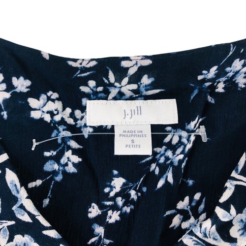 J. Jill Floral Navy Blue V-Neck 3/4 Sleeve Hi-Low Dress, Women’s Small Petite - Bild 6 von 10