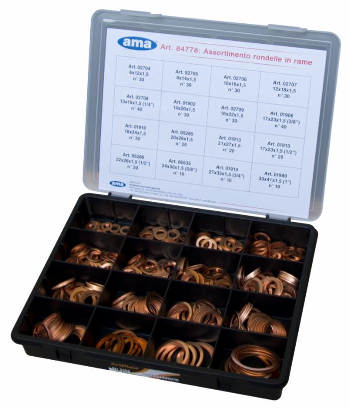 Assortimento Rondelle Rame Ama 400 Pezzi Oleodinamica Made in Italy