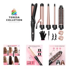 5 in 1 Curling Iron with Thermal Brush and 4 Interchangeable Ceramic Barrels1...