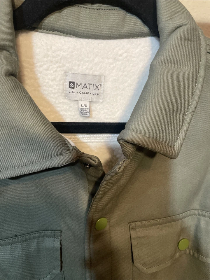 Matix Jacket Green Men's Large Full Zip Pockets Collared Canvas - Image 2 of 4