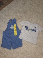 Boys Carter's NWT 2 pc dinosaur shortall set size 6 Months B20