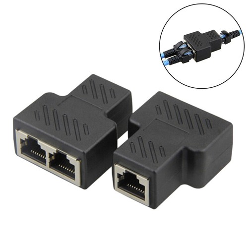 1 To 2 Ways RJ45 LAN Ethernet Network Cable Female Splitter Connector Adapter _j - Photo 3/12