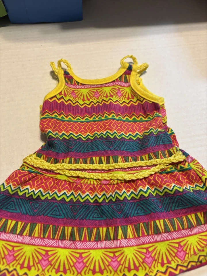 VESTIDO Muñeca American Girl Lea Clark Meet Vestido Rosa Amarillo Geo Estampado Foto 2 de 4