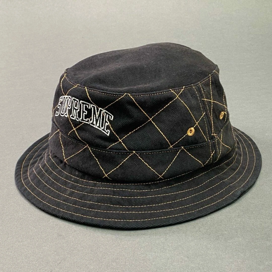9d5 Supreme Diamond Stitch Crusher Chapeau Seau Logo M L Noir 100% Occasion AYAN 0