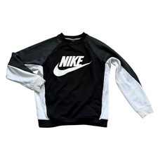Nike Women's Sweatshirt S Black Gray White Crewneck Long Sleeve Pockets Pullover